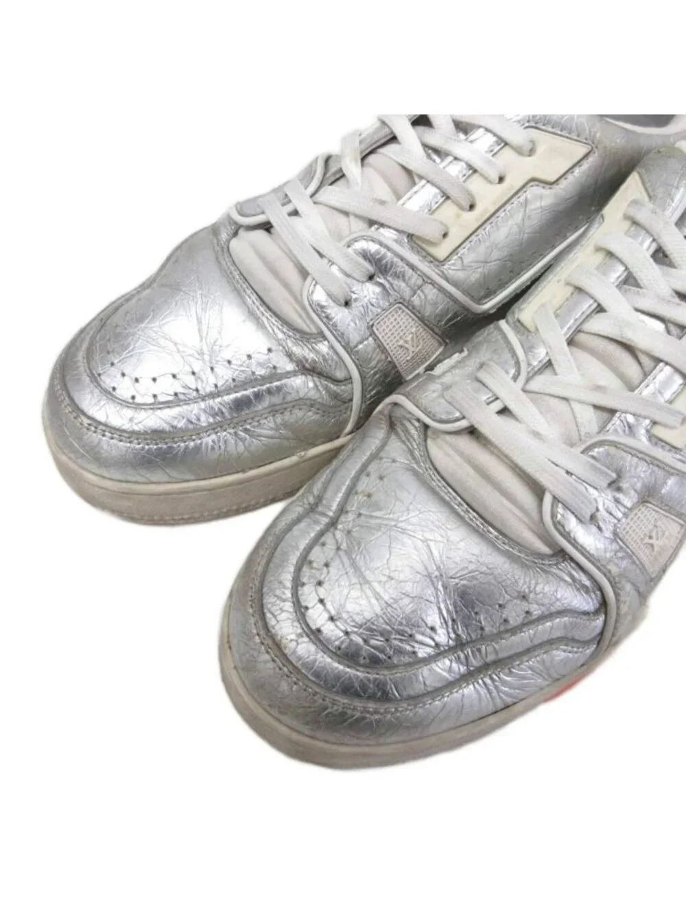 Louis Vuitton LV Trainer Line LV Logo Sneakers Low Cut Shoes Leather Metallic 8